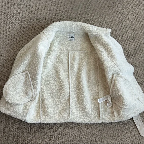 Zara Off-White Shearling Jacket coat - Picture 4 of 10